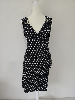 MICHAEL Michael Kors Black and White Polka Dot Midi Dress